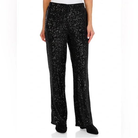 CeCe Black Sequin Trousers - Picture 1 of 10